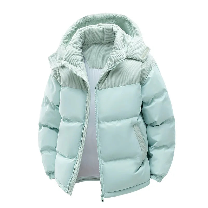 Fabrizio | Insulated Puffer Jacket with Contrast Stand Collar and Covered Zip