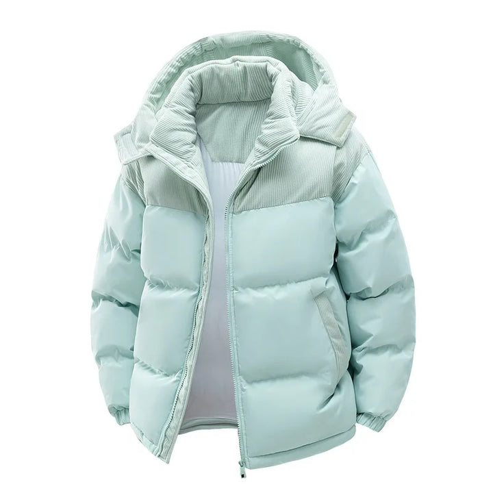 Fabrizio | Insulated Puffer Jacket with Contrast Stand Collar and Covered Zip