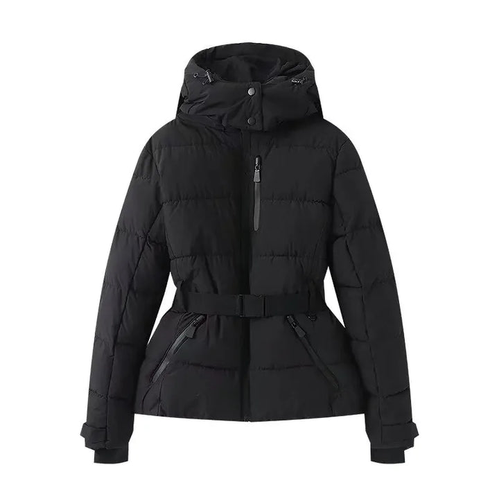Fiorella | Slim Hooded Padded Parka with High-Waist Belt and Windproof Design