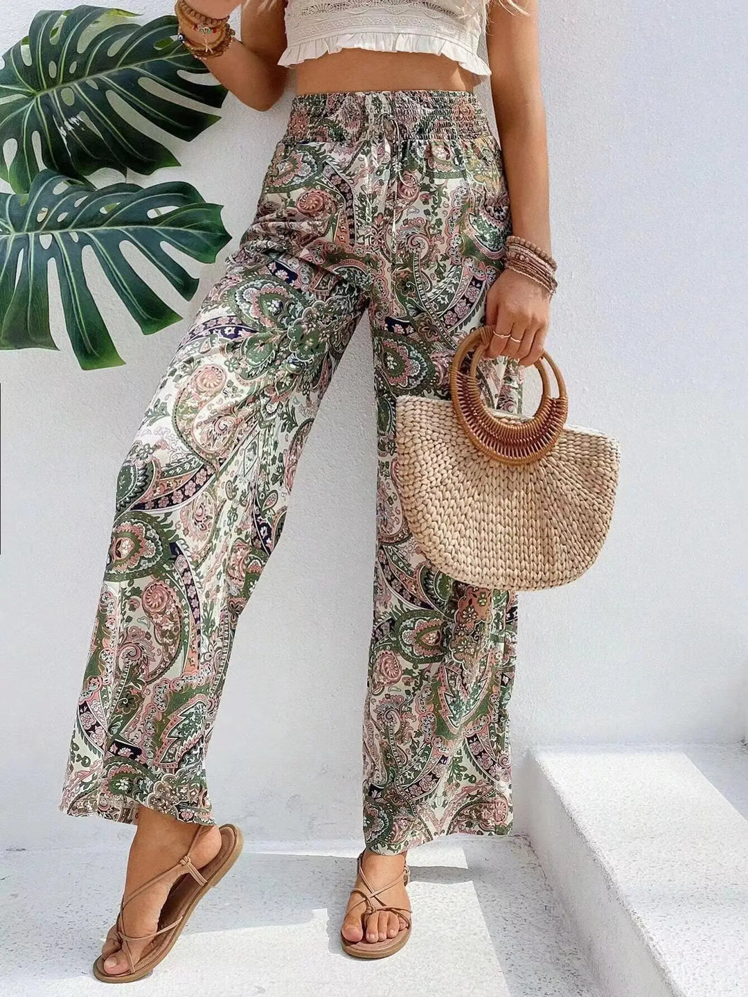 Olivia™ - Pantalon large vintage imprimé