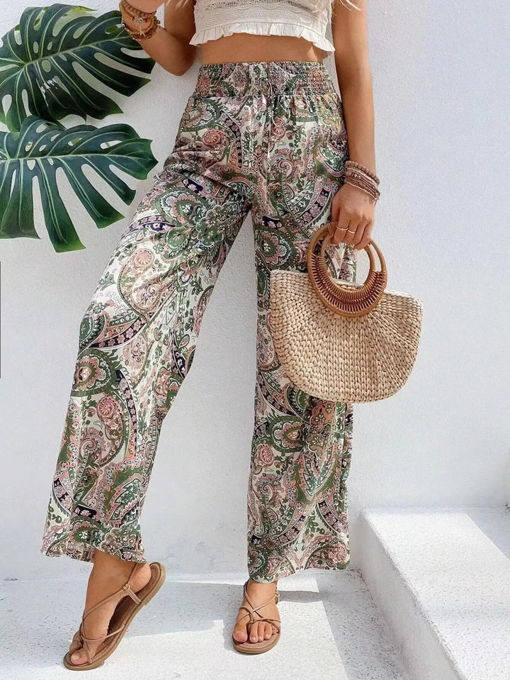 Olivia™ - Pantalon large vintage imprimé