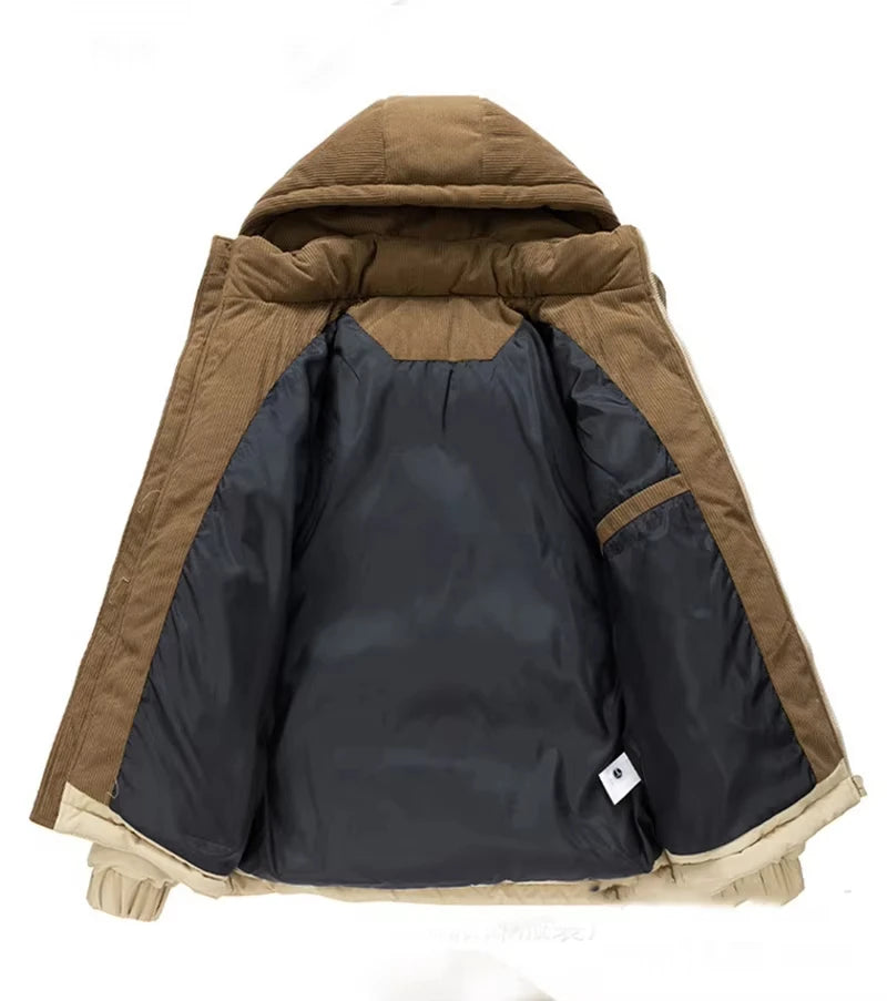 Fabrizio | Insulated Puffer Jacket with Contrast Stand Collar and Covered Zip