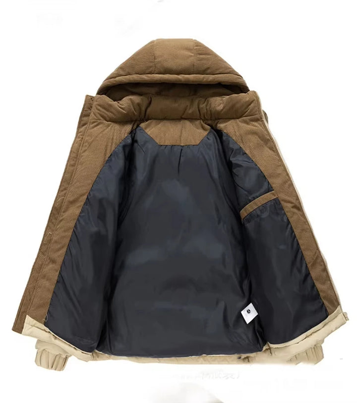 Fabrizio | Insulated Puffer Jacket with Contrast Stand Collar and Covered Zip