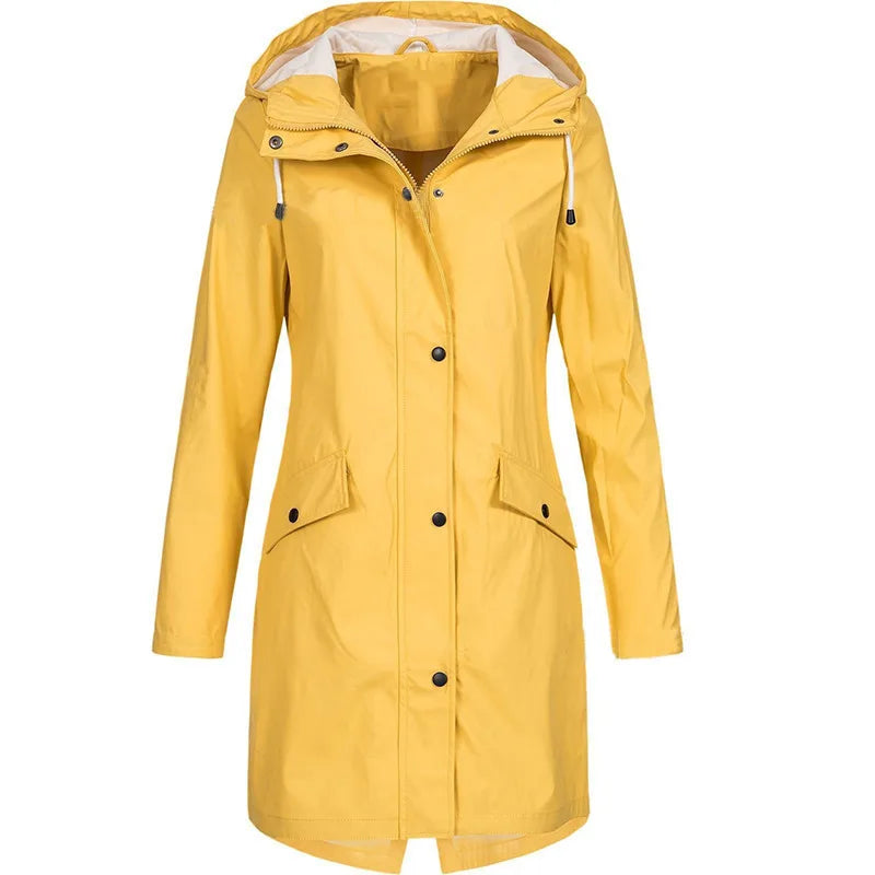 Thalassa | Robuste mittellange Regenjacke mit verstellbarer Kapuze und Pattentaschen