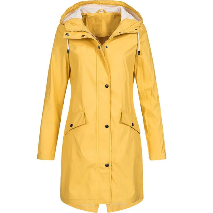 Thalassa | Robuste mittellange Regenjacke mit verstellbarer Kapuze und Pattentaschen