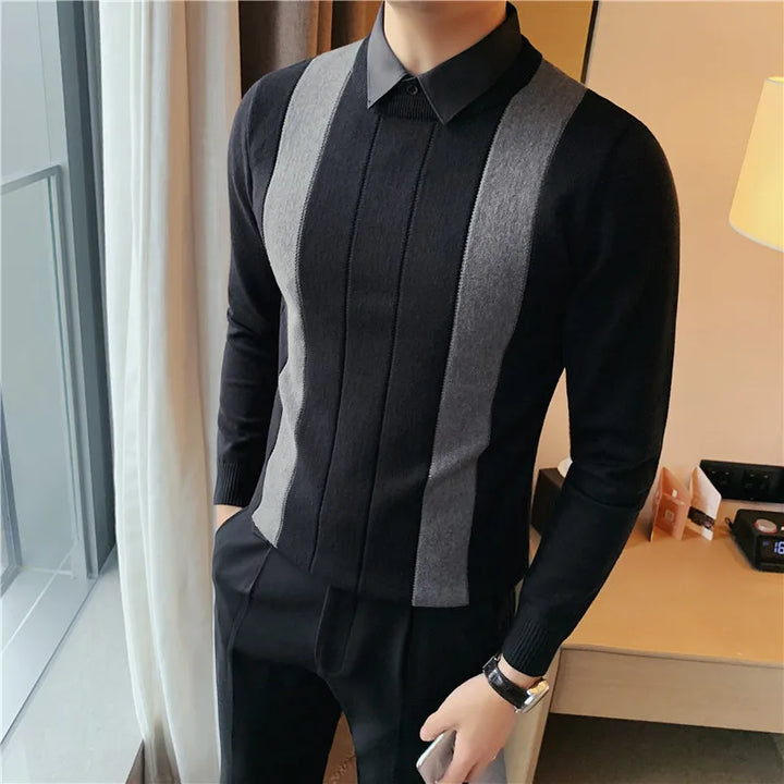 Elijah™ - Pull classique rayé tricoté