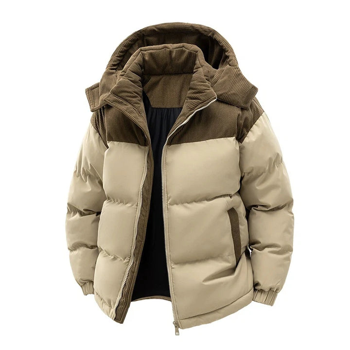 Fabrizio | Insulated Puffer Jacket with Contrast Stand Collar and Covered Zip