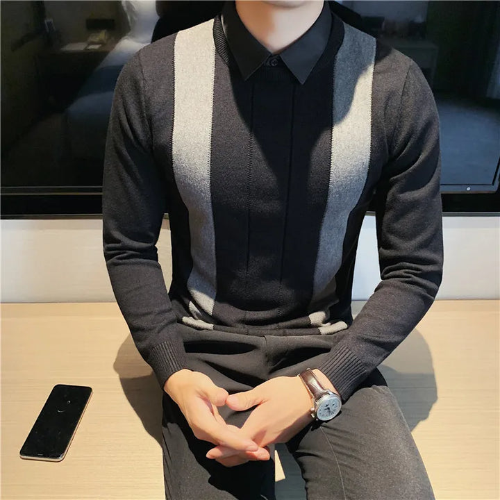 Elijah™ - Pull classique rayé tricoté