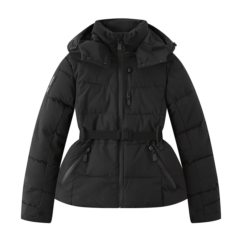 Fiorella | Slim Hooded Padded Parka with High-Waist Belt and Windproof Design