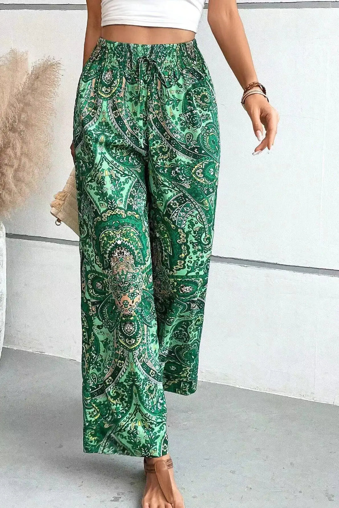 Olivia™ - Pantalon large vintage imprimé