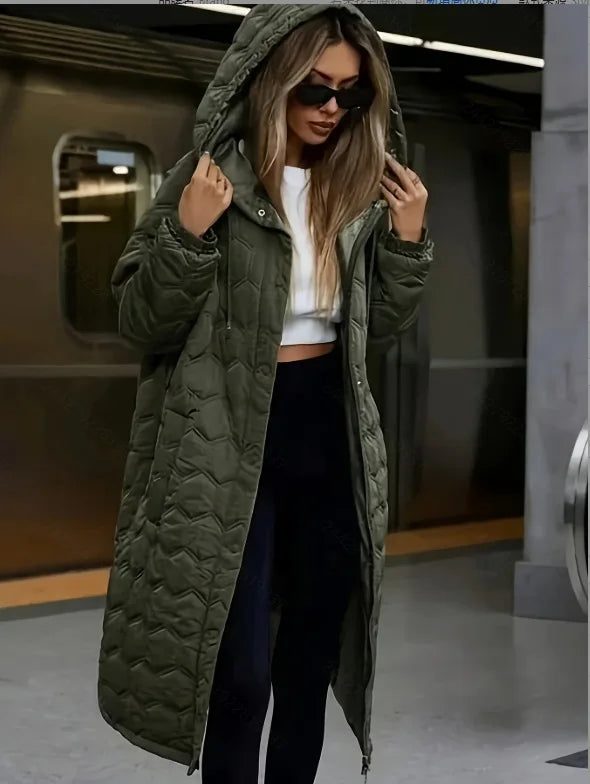 Albertine | Oversized Hooded Puffer Coat with Quilted Design and Zip Closure