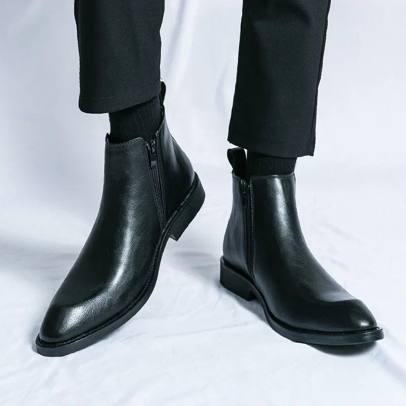 Nathan™ - Bottines Chelsea élégantes en cuir avec fermeture éclair