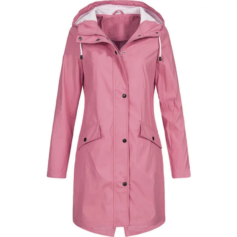 Thalassa | Robuste mittellange Regenjacke mit verstellbarer Kapuze und Pattentaschen