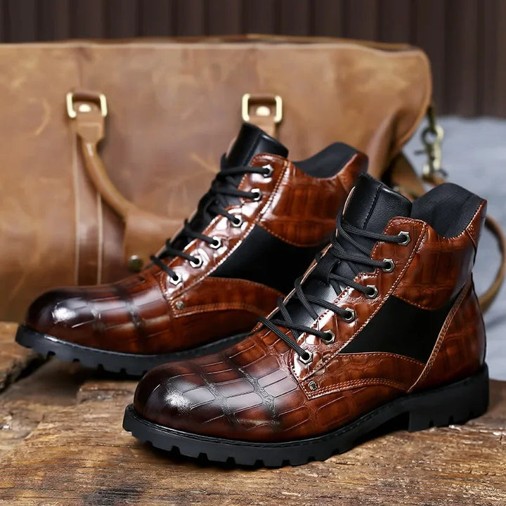 Isaac™ - Bottines Chelsea élégantes en cuir de crocodile