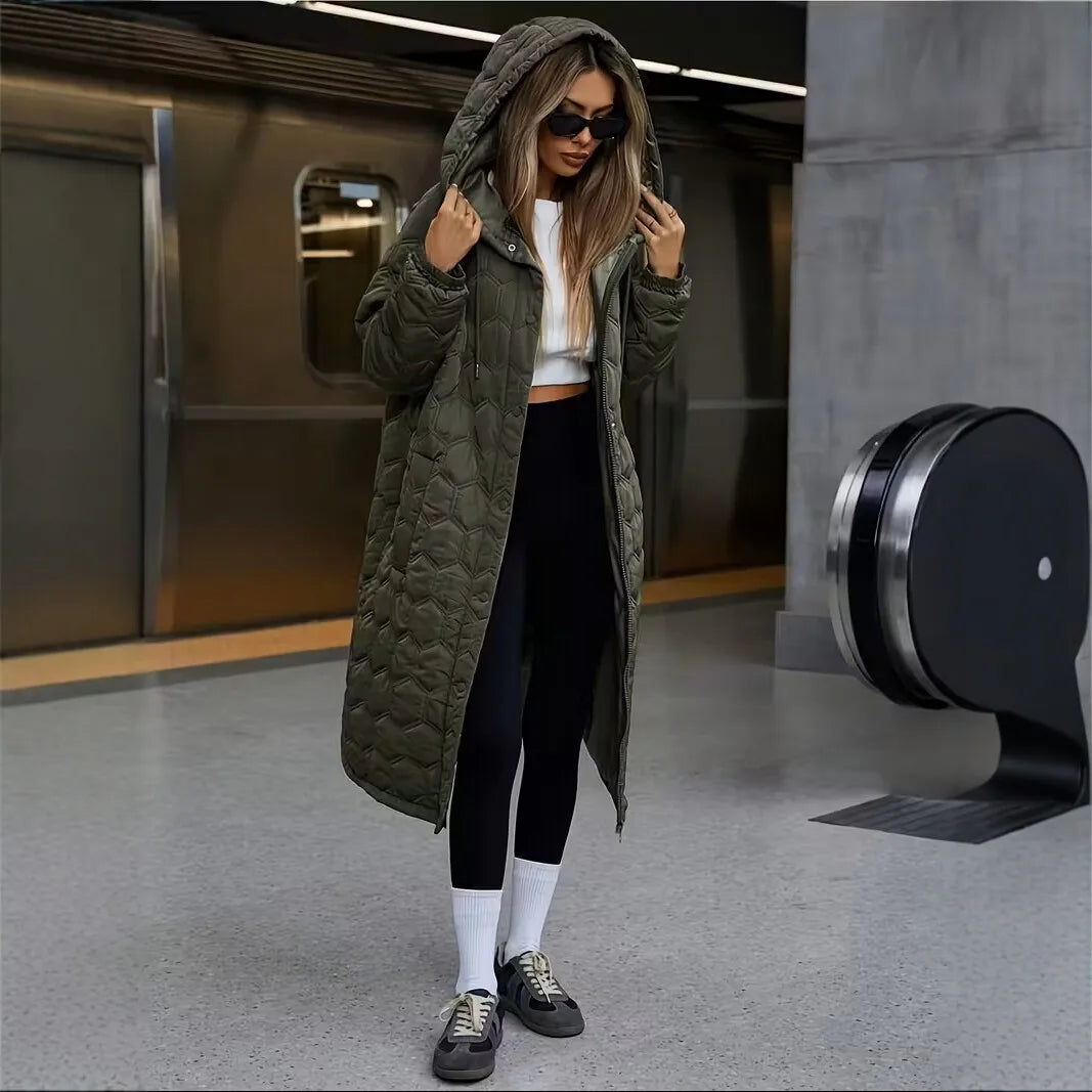 Albertine | Oversized Hooded Puffer Coat with Quilted Design and Zip Closure