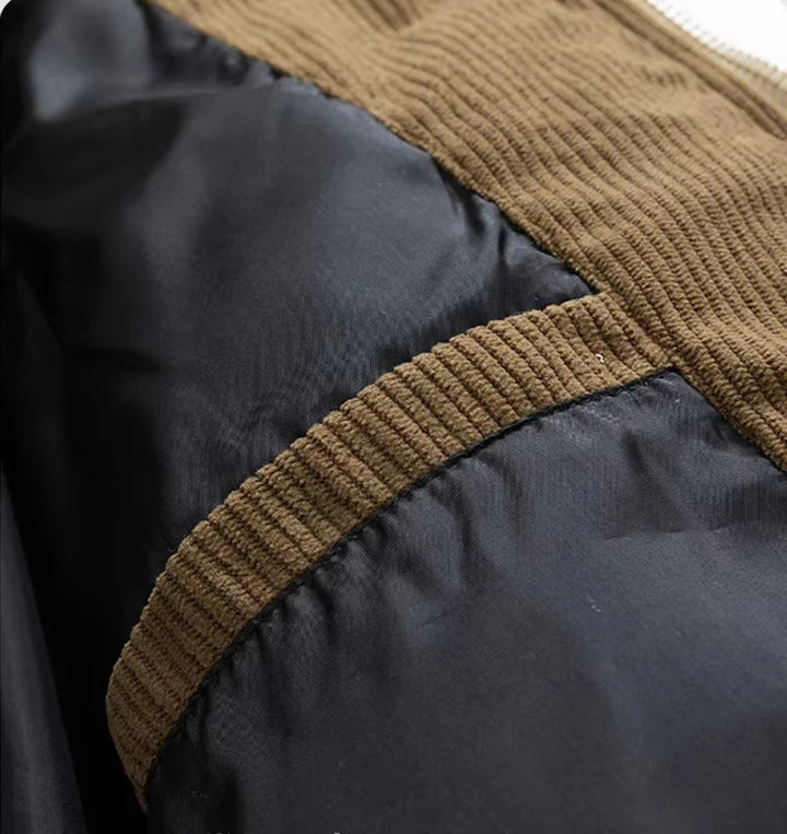Fabrizio | Insulated Puffer Jacket with Contrast Stand Collar and Covered Zip