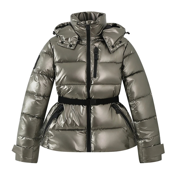 Fiorella | Slim Hooded Padded Parka with High-Waist Belt and Windproof Design