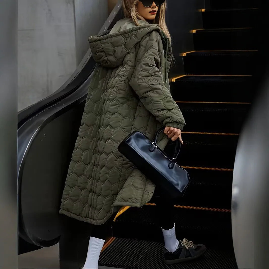 Albertine | Oversized Hooded Puffer Coat with Quilted Design and Zip Closure