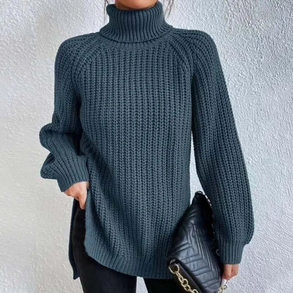 Pull à col roulé pour femme, en maille texturée à motifs, style polyvalent, décontracté et adapté au bureau