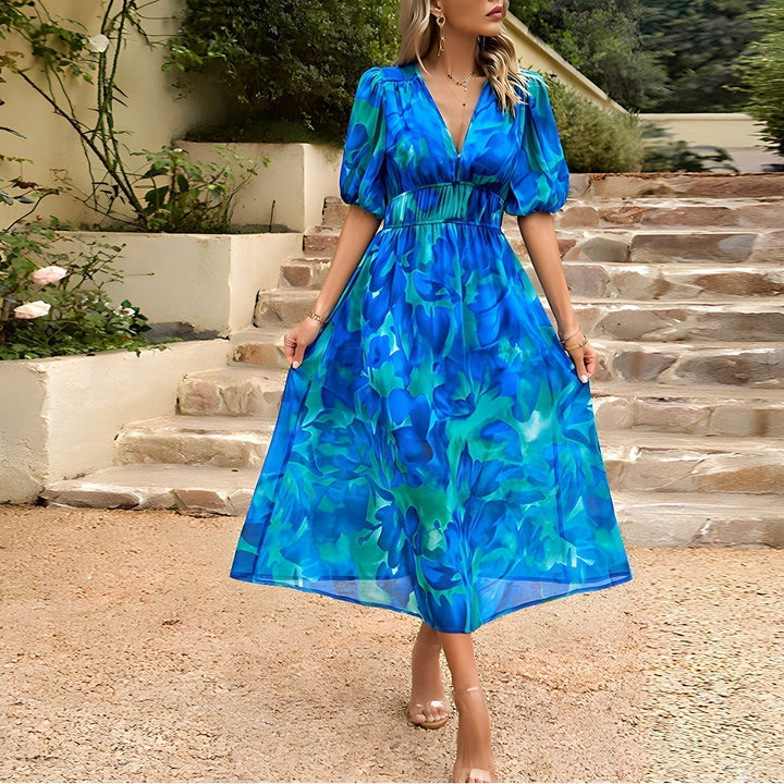 Violetta™ Robe décontractée à col en V imprimée