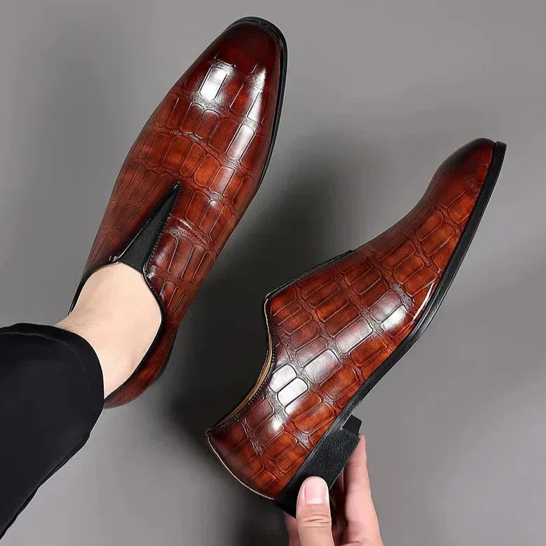 Noah™ - Mocassins en cuir à enfiler avec motif pierre élégants