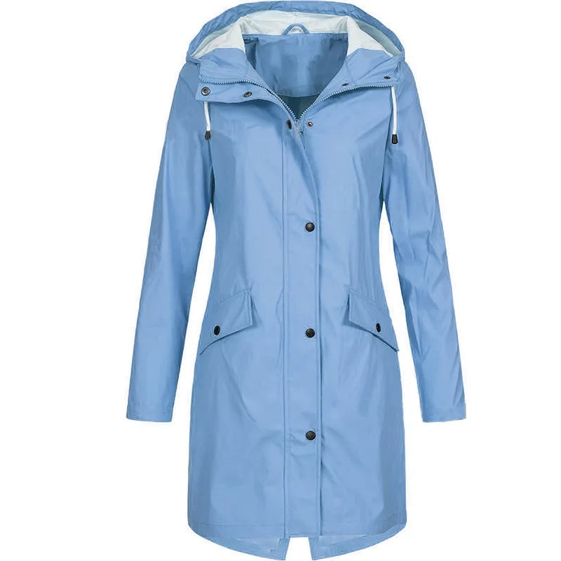Thalassa | Robuste mittellange Regenjacke mit verstellbarer Kapuze und Pattentaschen