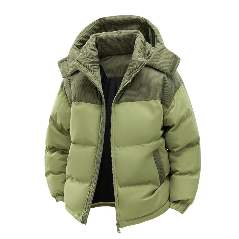 Fabrizio | Insulated Puffer Jacket with Contrast Stand Collar and Covered Zip