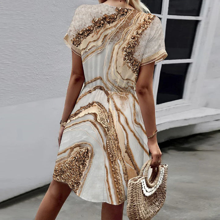 Sally | Robe à col en V imprimée stylée