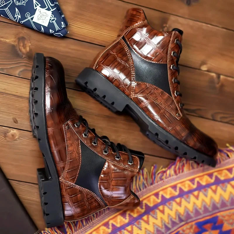 Isaac™ - Bottines Chelsea élégantes en cuir de crocodile