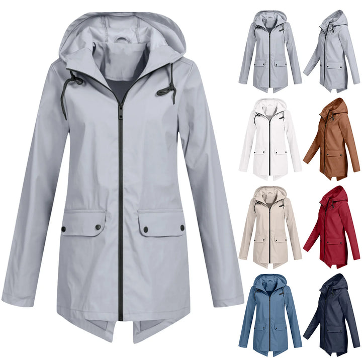 Marisienna | Capa de chuva leve e compactável, com capuz ajustável e bolsos com aba
