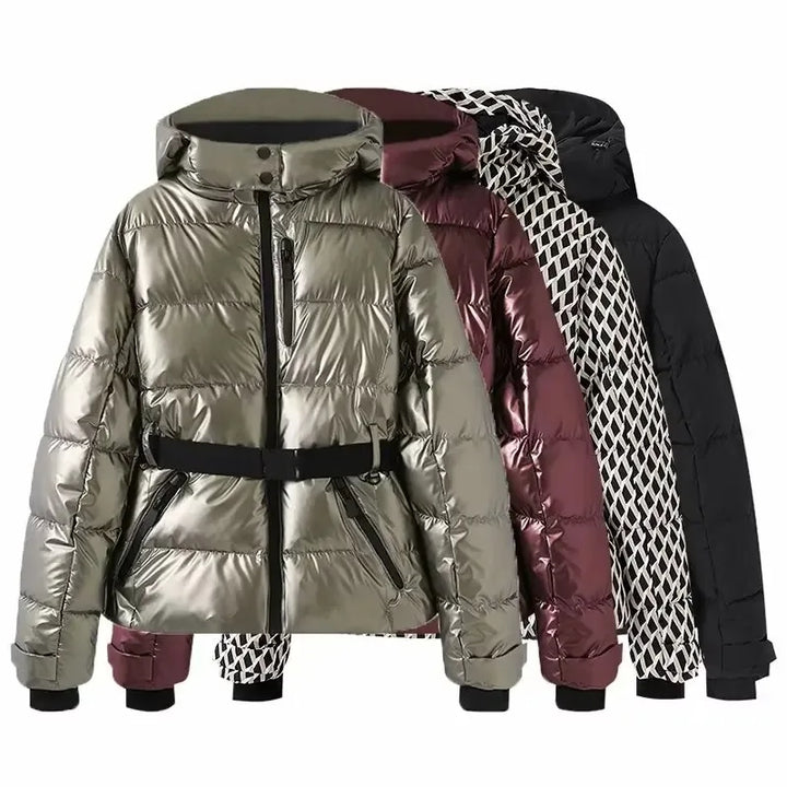 Fiorella | Slim Hooded Padded Parka with High-Waist Belt and Windproof Design