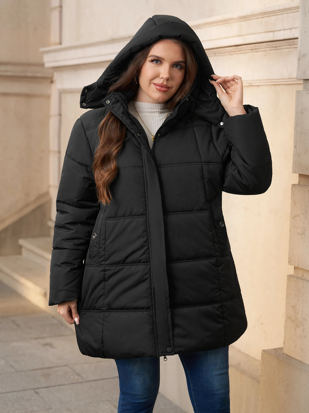 Donatella | Insulated Puffer Coat with Detachable Hood and Zip Closure