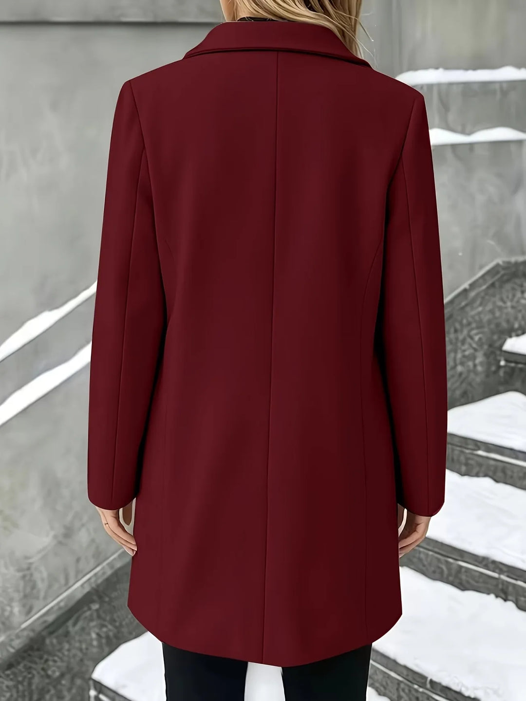 Emmelina | Classic Mid-Length Coat with Turn-Down Collar and Single Button