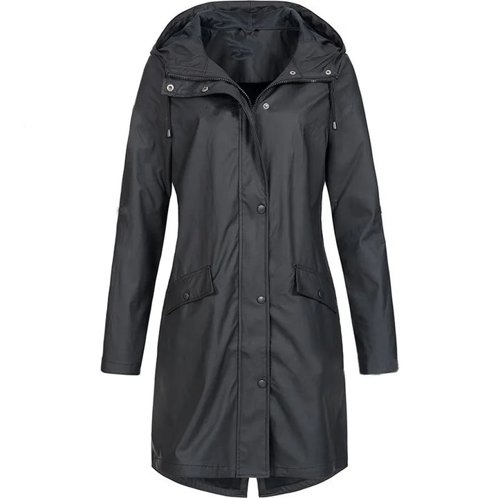 Thalassa | Robuste mittellange Regenjacke mit verstellbarer Kapuze und Pattentaschen