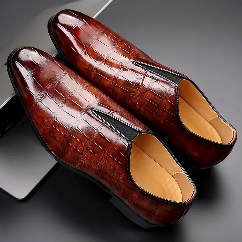 Noah™ - Mocassins en cuir à enfiler avec motif pierre élégants