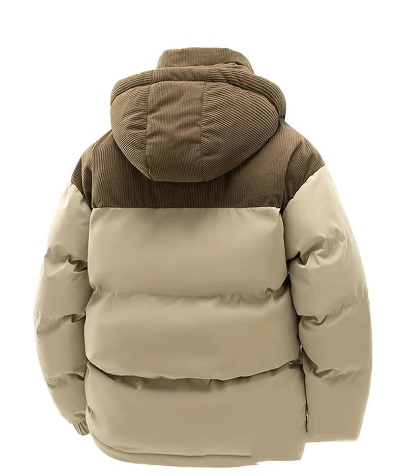 Fabrizio | Insulated Puffer Jacket with Contrast Stand Collar and Covered Zip