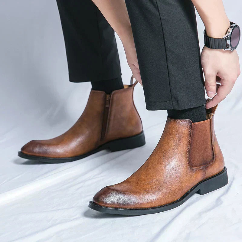 Nathan™ - Bottines Chelsea élégantes en cuir avec fermeture éclair