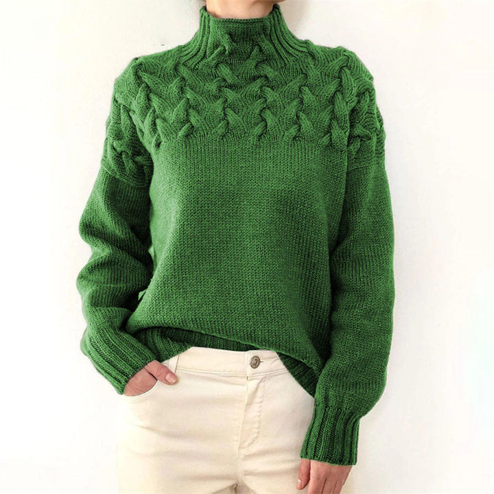 Helena | Relaxed Turtleneck Sweatshirt with Cable Knit Detail