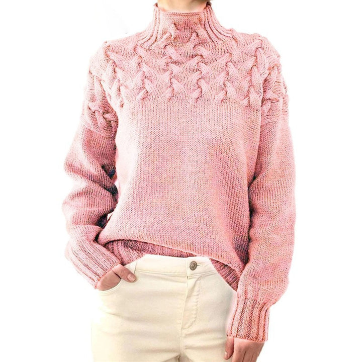 Helena | Relaxed Turtleneck Sweatshirt with Cable Knit Detail