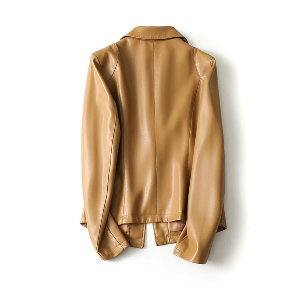 Blazer en cuir véritable en peau d'agneau, veste ajustée  