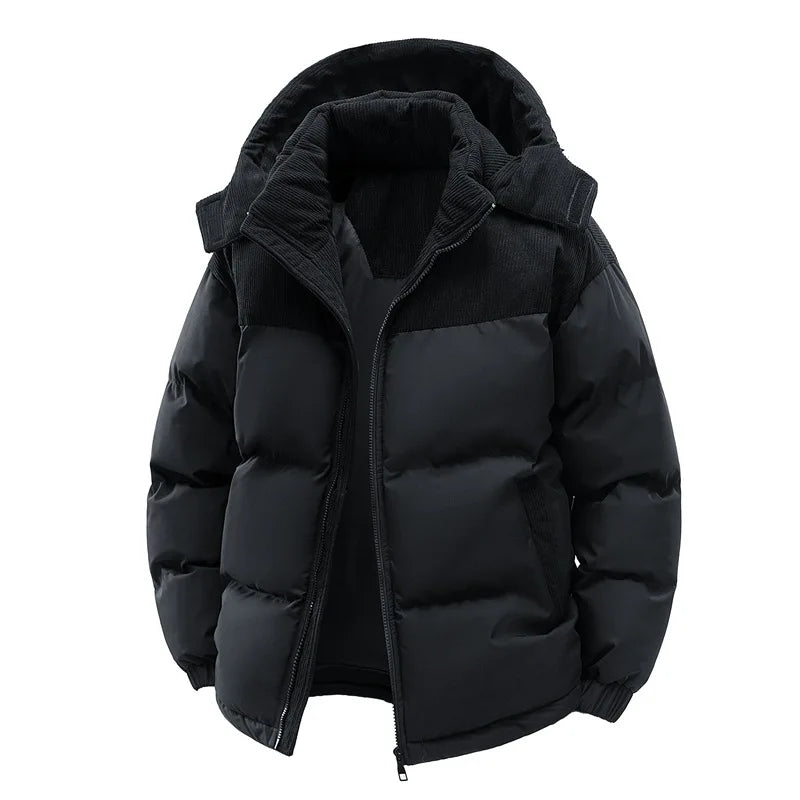 Fabrizio | Insulated Puffer Jacket with Contrast Stand Collar and Covered Zip