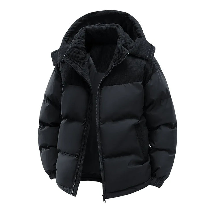Fabrizio | Insulated Puffer Jacket with Contrast Stand Collar and Covered Zip