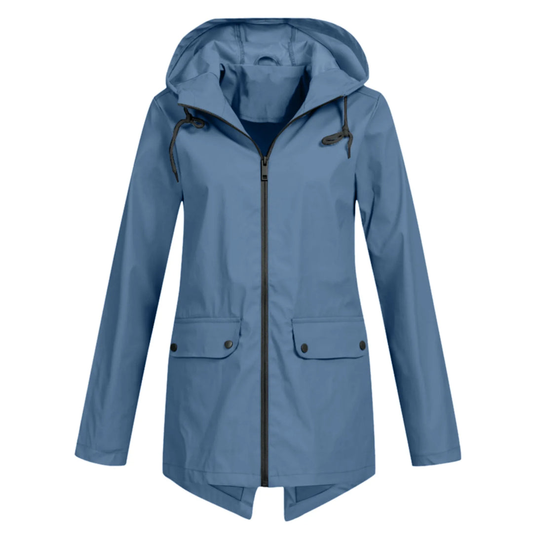 Marisienna | Capa de chuva leve e compactável, com capuz ajustável e bolsos com aba