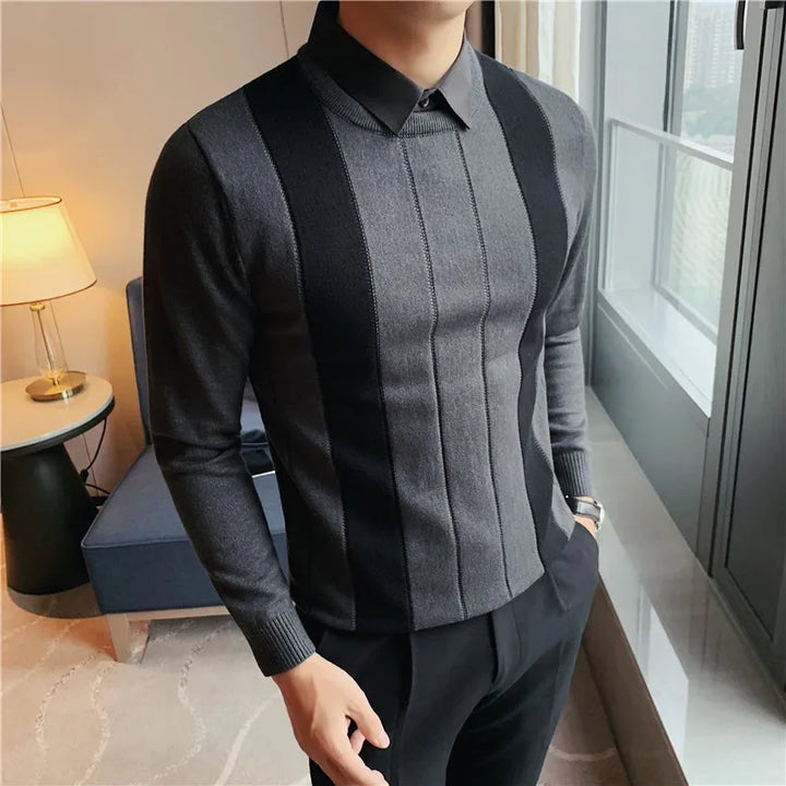 Elijah™ - Pull classique rayé tricoté