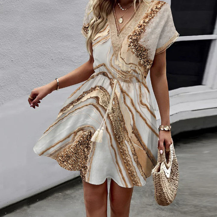 Sally | Robe à col en V imprimée stylée