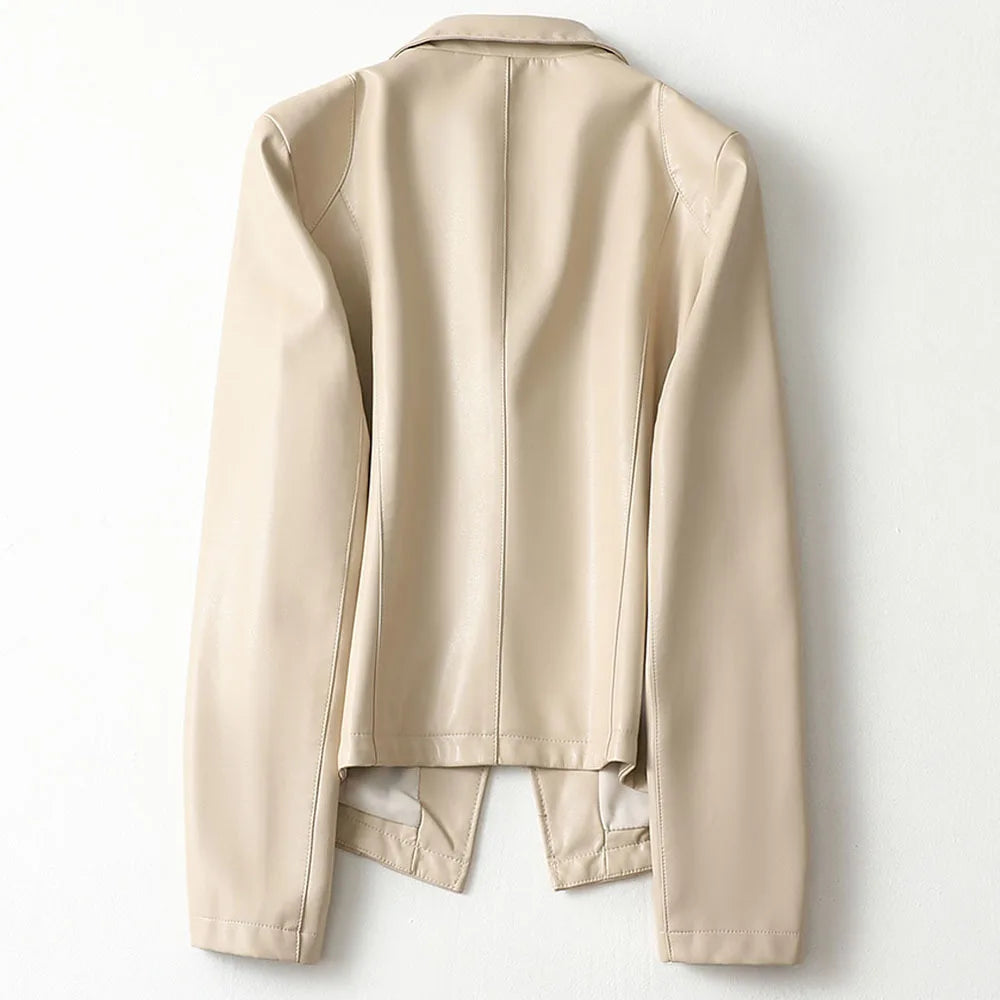 Blazer en cuir véritable en peau d'agneau, veste ajustée  