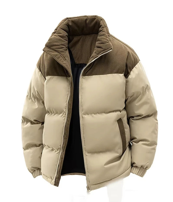 Fabrizio | Insulated Puffer Jacket with Contrast Stand Collar and Covered Zip
