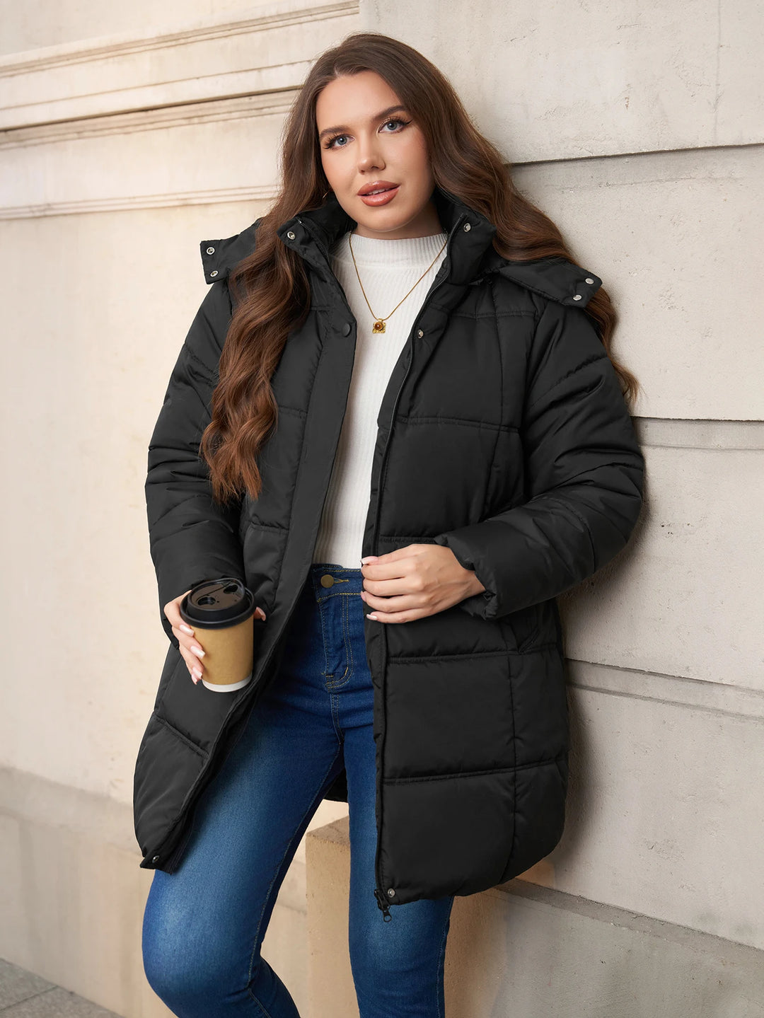 Donatella | Insulated Puffer Coat with Detachable Hood and Zip Closure