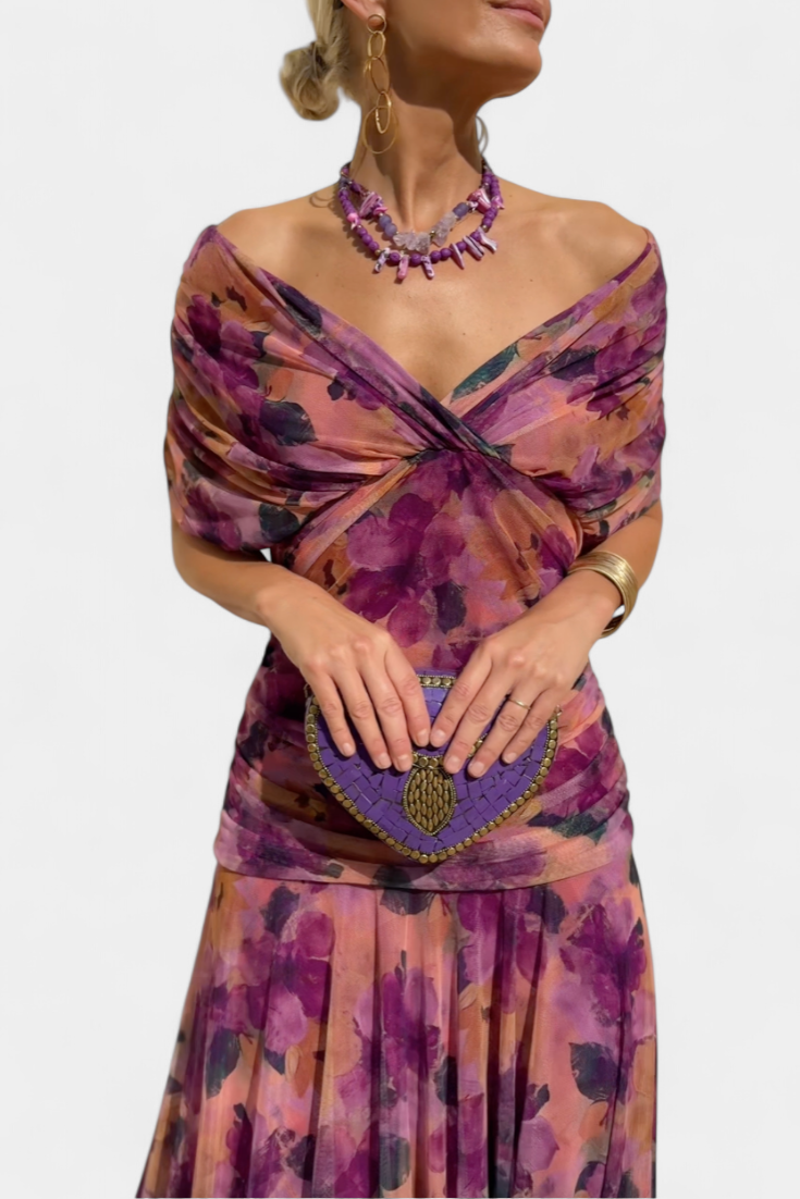 Alondra™ Robe longue fleurie avec col en V