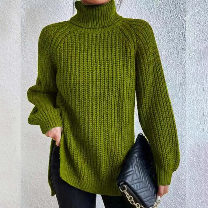 Pull à col roulé pour femme, en maille texturée à motifs, style polyvalent, décontracté et adapté au bureau
